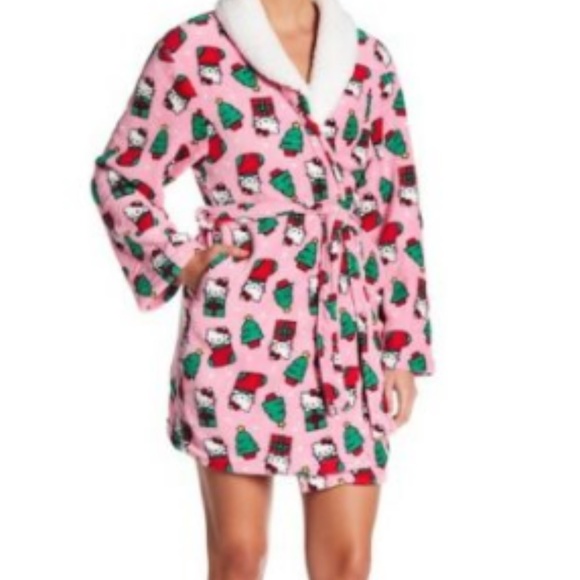 NWT HELLO KITTY Juniors Plush Robe LARGE - Picture 1 of 5